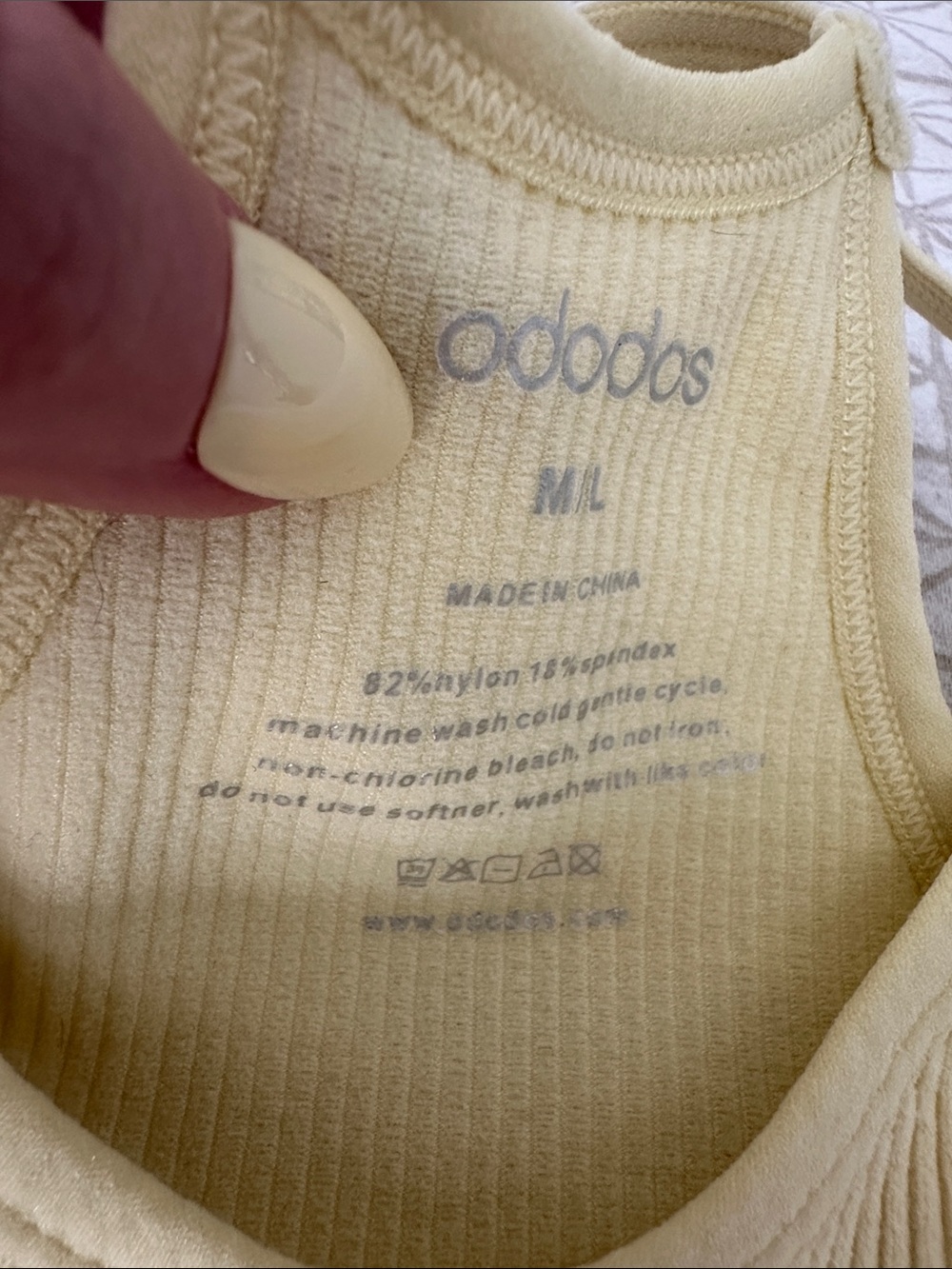 Ododos Ribbed Racerback Cropped Tank Top — Pale Yellow - Picture 3 of 4